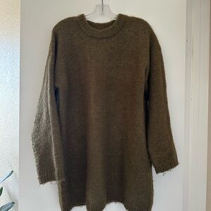 Topshop Olive Knit Sweater Dress